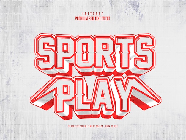 PSD sports play fully editable premium psd text effect