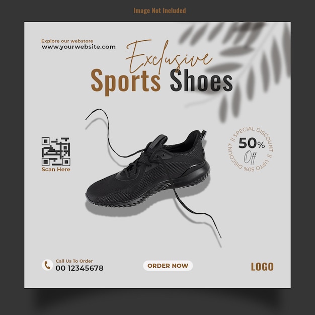 Sports shoe sale banner template greyscale mood