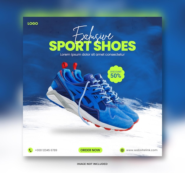 Sports shoes and fashion sale social media post banner design with paper texture background