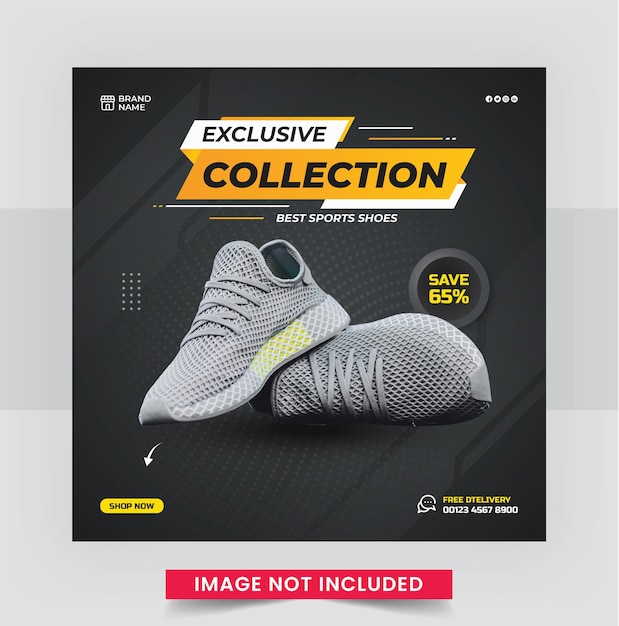 Sports shoes square social media post template