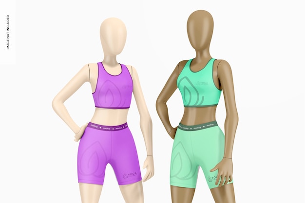 PSD mockup di pantaloncini e reggiseni sportivi