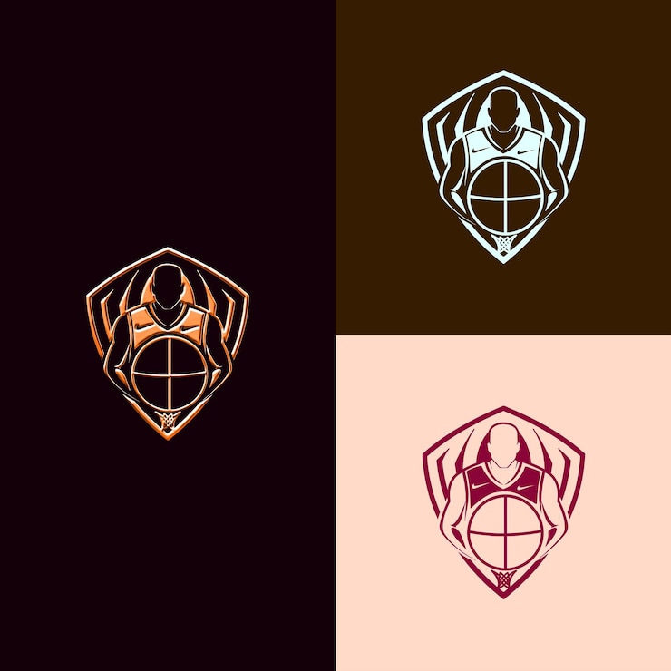 PSD sports team award shield logo with basketball and jersey for creative and unique vector designs