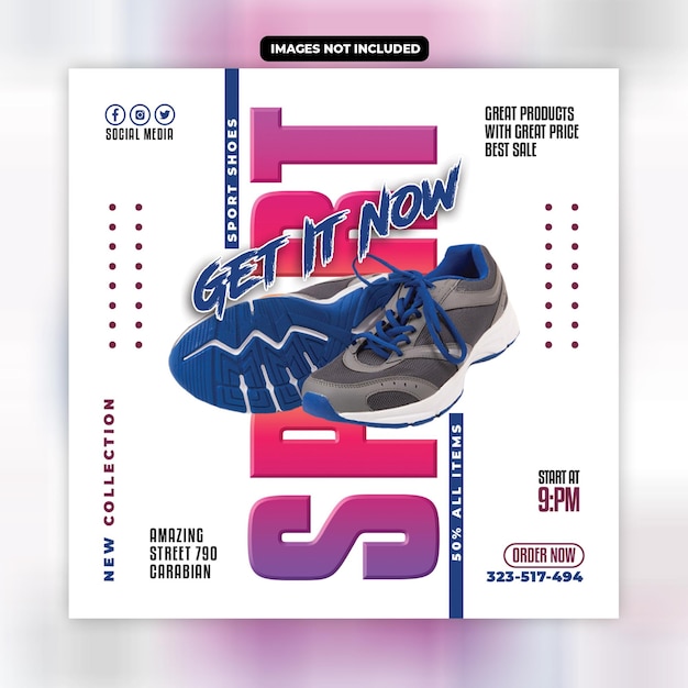 PSD sportschoenen flyer social media post sjabloon