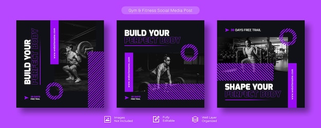 PSD sportschool en fitness social media post bannersjabloon