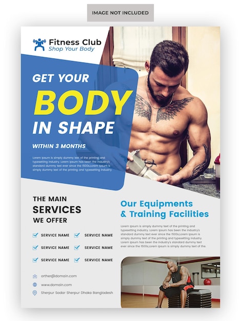 Sportschool fitness flyer sjabloon