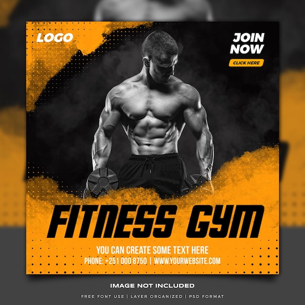 Sportschool fitness sociale media poster sjabloon premium psd