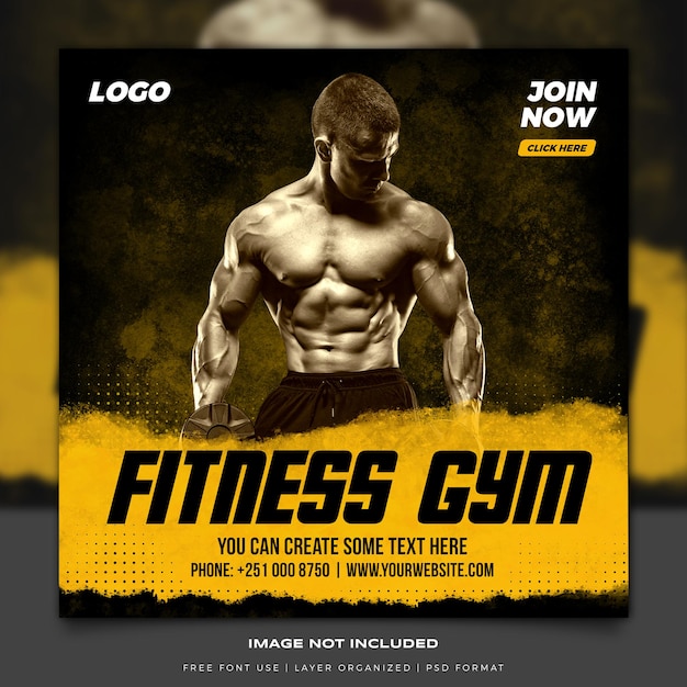 Sportschool fitness sociale media poster sjabloon premium psd