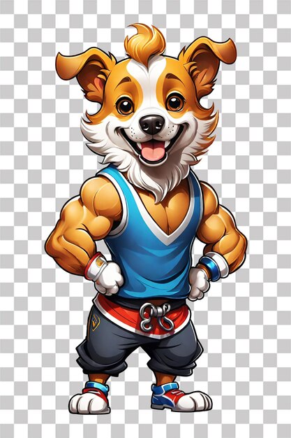 PSD sportswear dog with fitness and body building concept illustration on transparent background