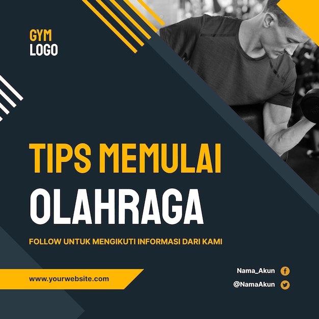 Sporttips indonesische taal instagram post psd sjabloon