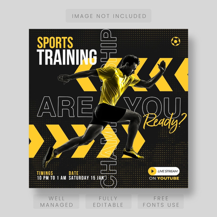 PSD sporttraining poster en banner ontwerpsjabloon voor instagram