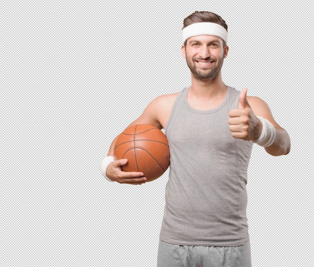 PSD sporty man with basketball