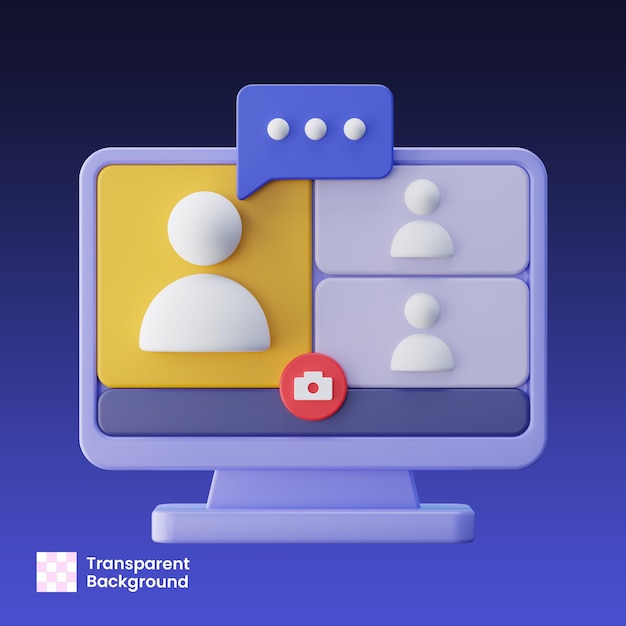 Spotkanie online na monitorze stacjonarnym ilustracja 3D