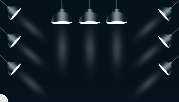 Spotlichten met helder wit licht schijnen op het podium
