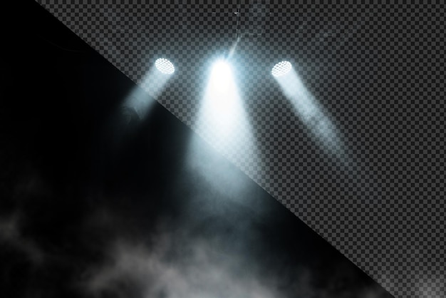 PSD a spotlight with smoke studio on transparent background