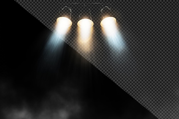 PSD a spotlight with smoke studio on transparent background