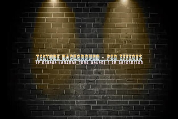 PSD spotlights on a grunge brick wall on transparent background