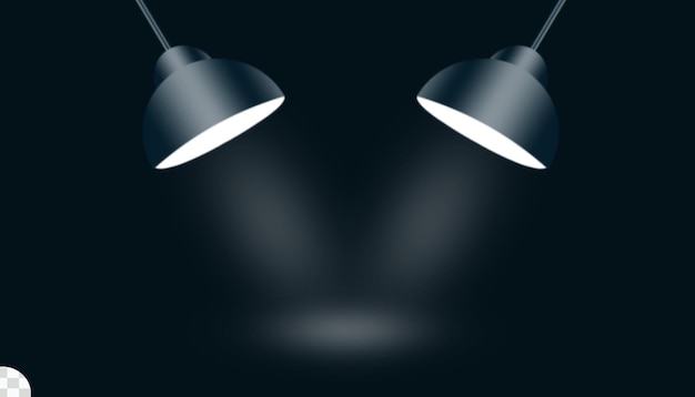 Spotlights med sterkt hvitt lys som skinner på scenen