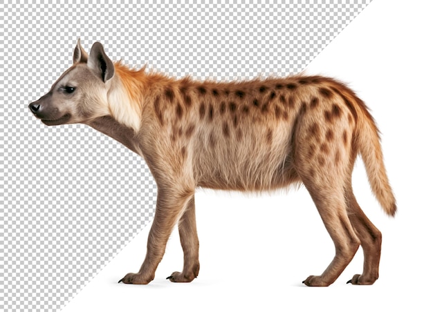 PSD spotter hyaena side view on isolated background