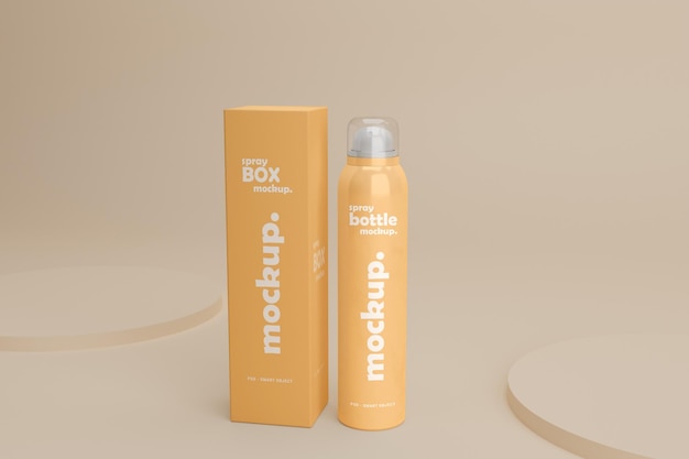 Spray bottle and box mockup