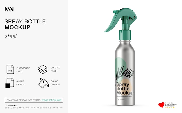 PSD mockup della bottiglia spray