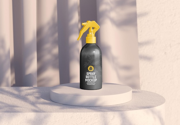 Spray bottle scene mockup 3d render