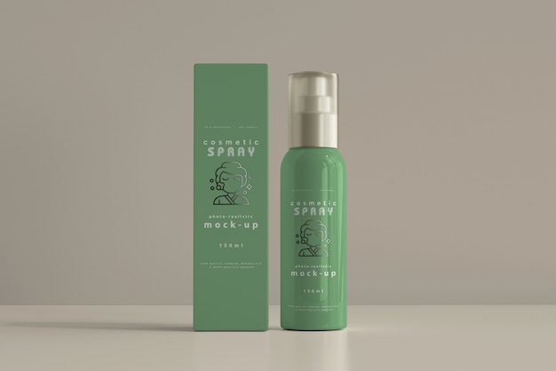 Flacone spray con scatola mockup