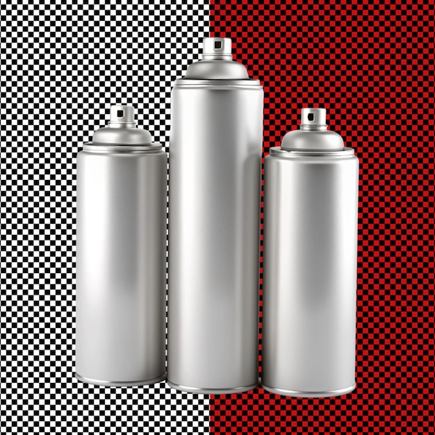 PSD spray can mockup on transparent background