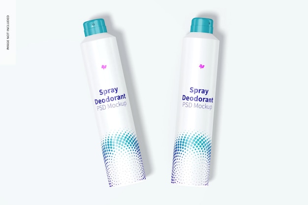 Spray deodoranti mockup, vista dall'alto