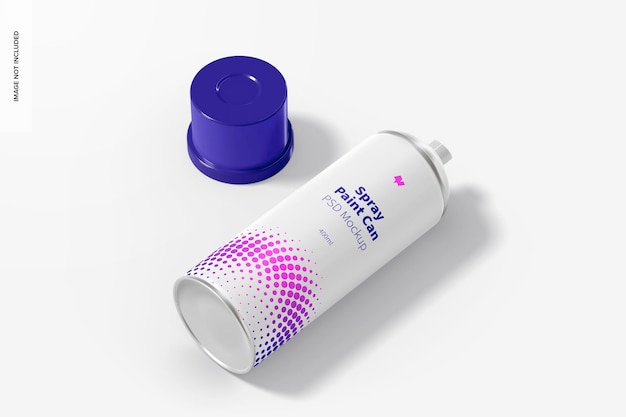 Spray paint can mockup, perspective view