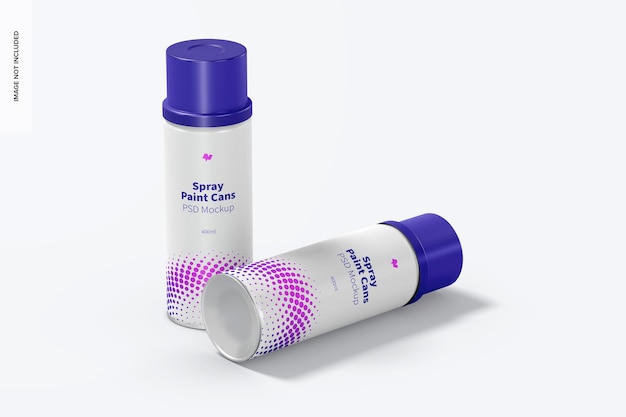 Spray Paint Cans Mockup, Perspective View