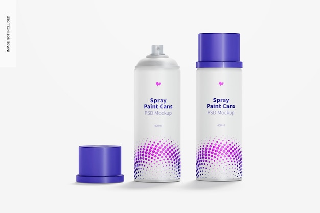 PSD spray verf blikjes mockup