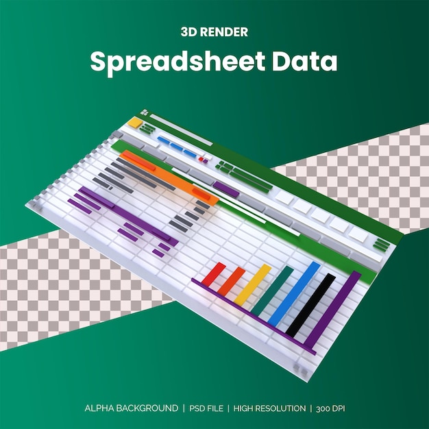 PSD spreadsheet met gegevens, financieel boekhoudkundig rapport. boekhouding, analyse, audit, projectmanagement