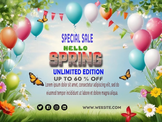 PSD spring celebration concept sale social media design template