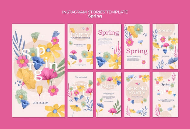 PSD storie di instagram per la celebrazione della primavera