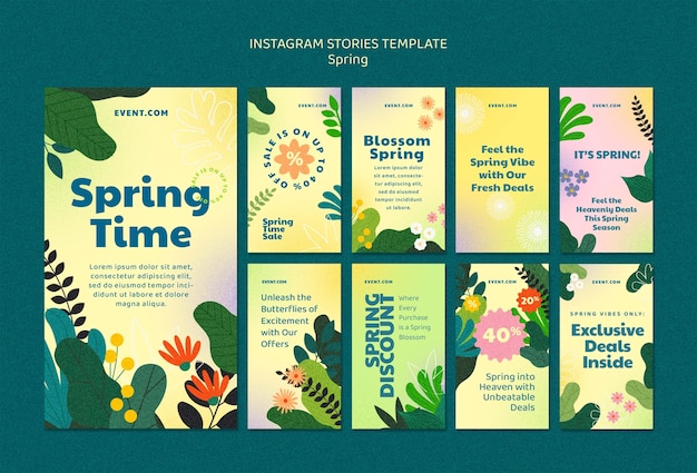 PSD storie di instagram per la celebrazione della primavera