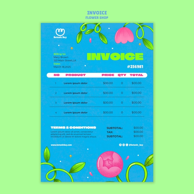 PSD spring celebration invoice template