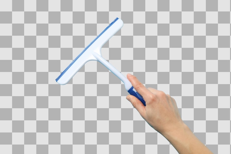 PSD 색 바탕에 분리 된 손으로 봄 청소 squeegee png