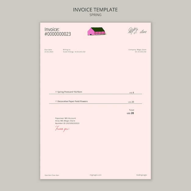 PSD spring concept invoice template