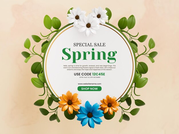 PSD spring concept special sale social media banner template