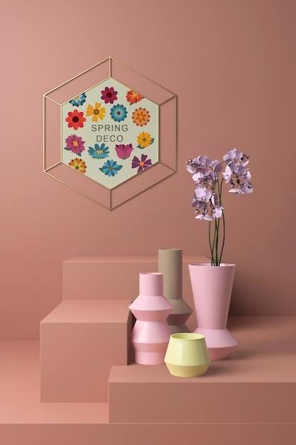 PSD concetto di primavera deco mock-up