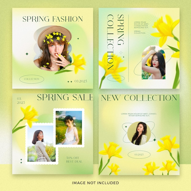 Spring fashion instagram post set psd