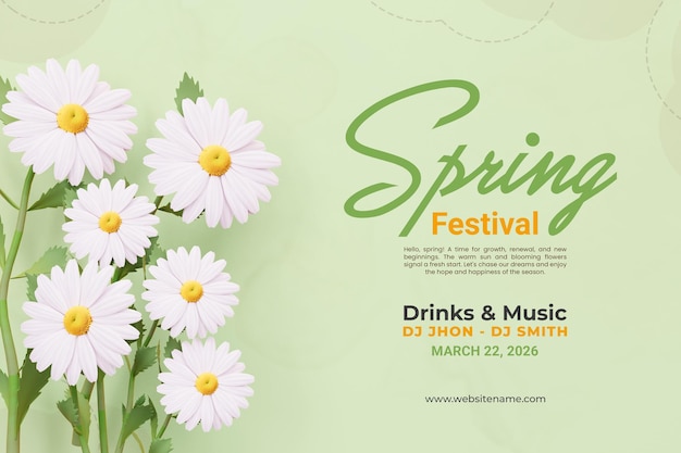 PSD spring festival floral banner design template