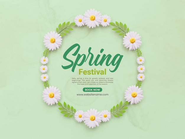 PSD spring festival floral frame design template