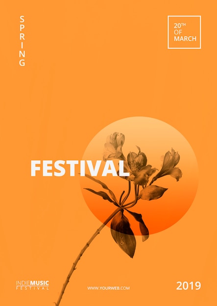 PSD Шаблон плаката весенний фестиваль