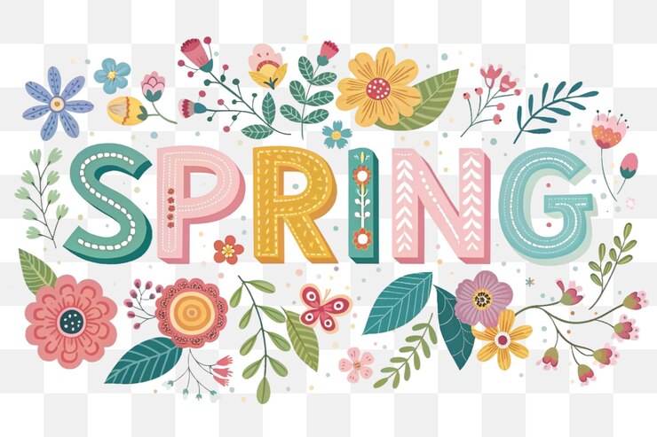 PSD spring floral colorful text effect vibrant and natureinspired typography design