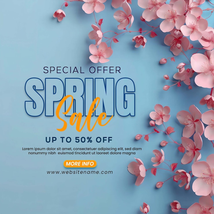 PSD spring floral sale banner design template