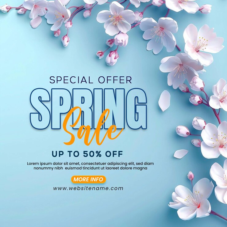 PSD spring floral sale banner design template