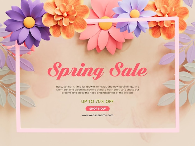 PSD spring floral sale banner template