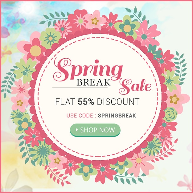 PSD spring flower floral design background social post promotion fresh colorful