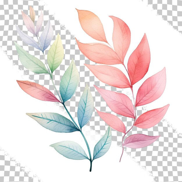 PSD spring foliage in watercolor isolated on a transparent background